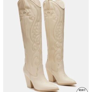 Steve Madden LASSO BONE LEATHER High Knee Western Boots